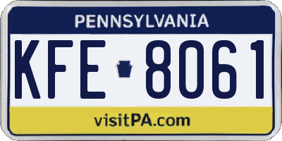 PA license plate KFE8061