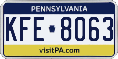 PA license plate KFE8063