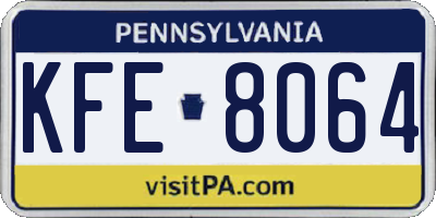 PA license plate KFE8064