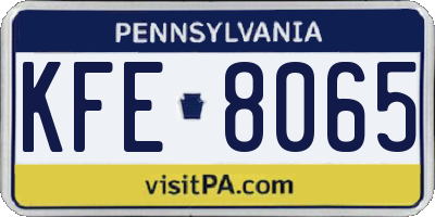 PA license plate KFE8065