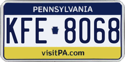 PA license plate KFE8068