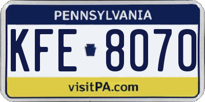 PA license plate KFE8070