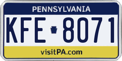 PA license plate KFE8071