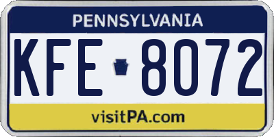 PA license plate KFE8072