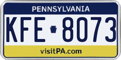 PA license plate KFE8073