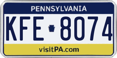 PA license plate KFE8074