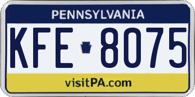 PA license plate KFE8075
