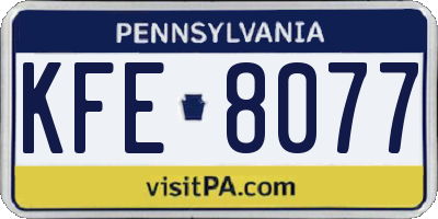 PA license plate KFE8077