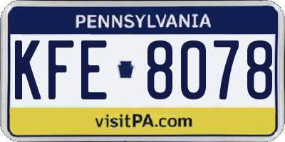 PA license plate KFE8078