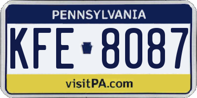 PA license plate KFE8087