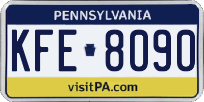 PA license plate KFE8090