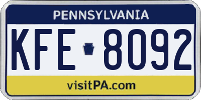 PA license plate KFE8092