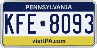 PA license plate KFE8093