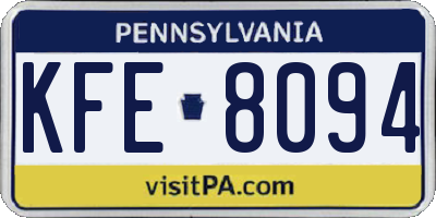 PA license plate KFE8094