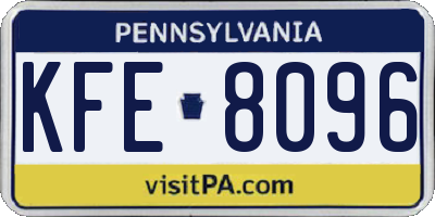 PA license plate KFE8096