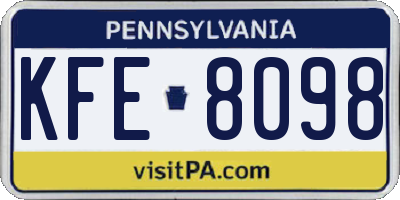PA license plate KFE8098