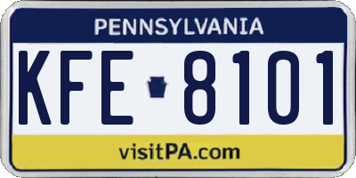 PA license plate KFE8101