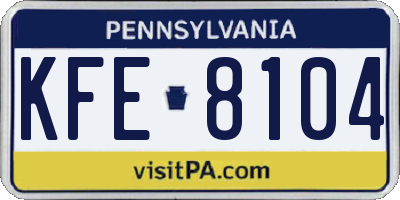 PA license plate KFE8104