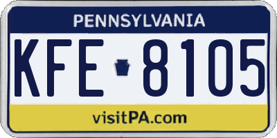 PA license plate KFE8105
