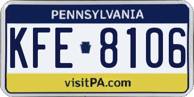 PA license plate KFE8106