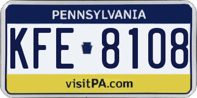 PA license plate KFE8108