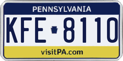 PA license plate KFE8110