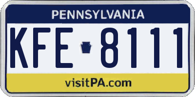 PA license plate KFE8111