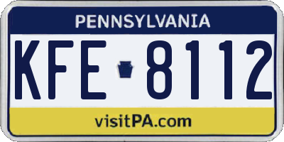 PA license plate KFE8112