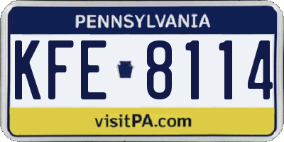 PA license plate KFE8114