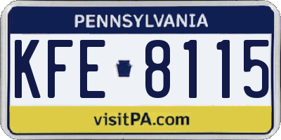 PA license plate KFE8115
