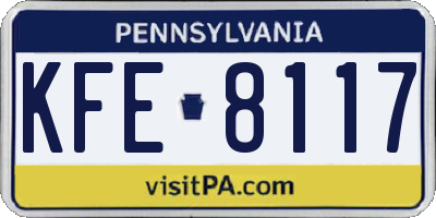 PA license plate KFE8117
