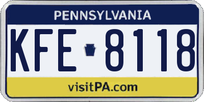 PA license plate KFE8118