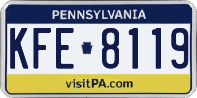 PA license plate KFE8119
