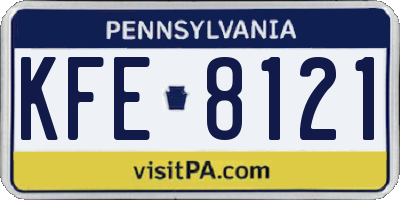 PA license plate KFE8121