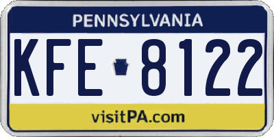 PA license plate KFE8122