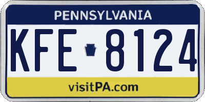 PA license plate KFE8124