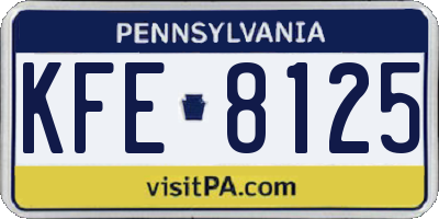 PA license plate KFE8125