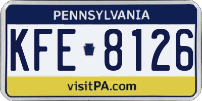 PA license plate KFE8126