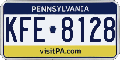 PA license plate KFE8128