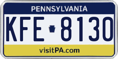 PA license plate KFE8130