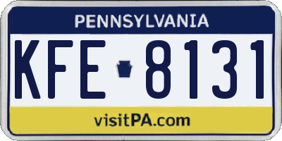 PA license plate KFE8131