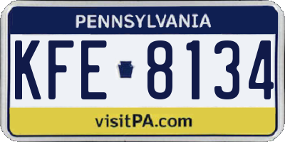 PA license plate KFE8134