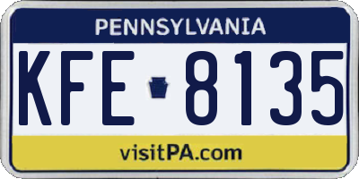 PA license plate KFE8135