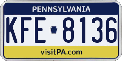 PA license plate KFE8136