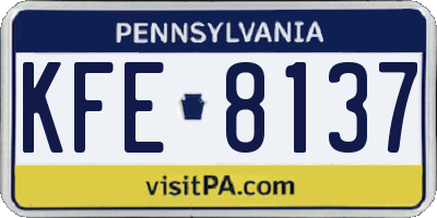 PA license plate KFE8137