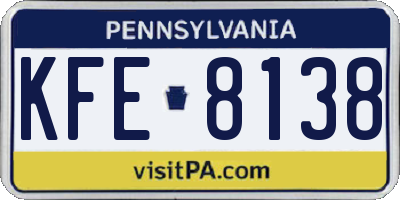 PA license plate KFE8138