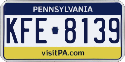 PA license plate KFE8139