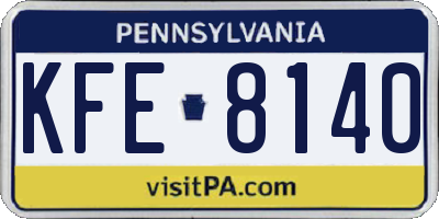 PA license plate KFE8140