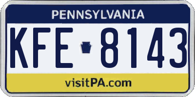 PA license plate KFE8143