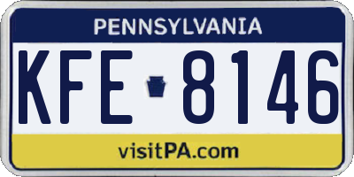 PA license plate KFE8146